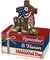 4-Piece Memorial Day Wooden Book Stack Decorations – Patriotic Red, White & Blue Tiered Tray Décor with Boots, Cross, Helmet & Flag for Home, Office & Veterans Day